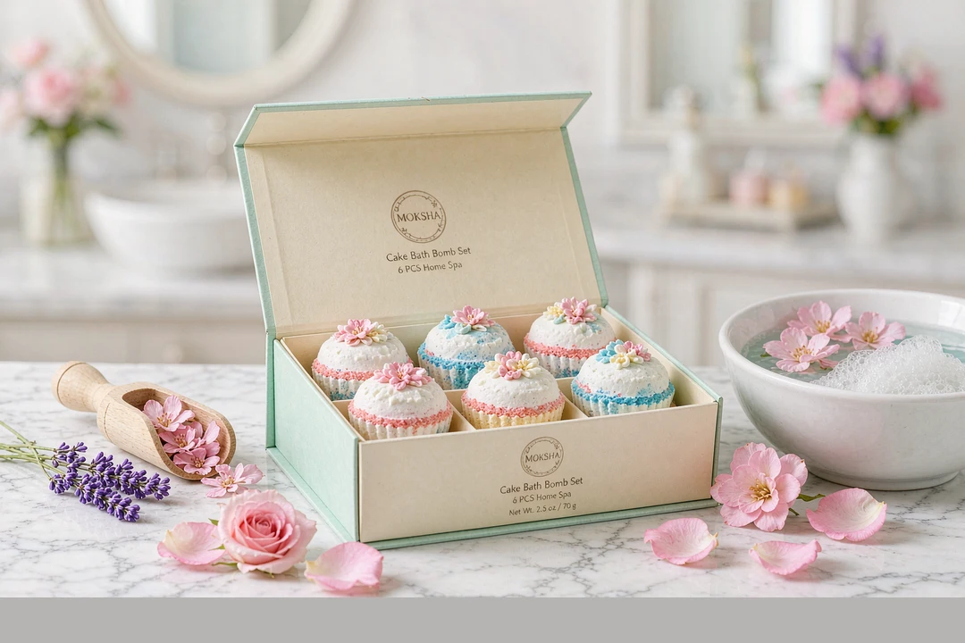 Bath Bomb Set OEM factory MOKSHA cake bath bomb 6 PCS home spa gift box