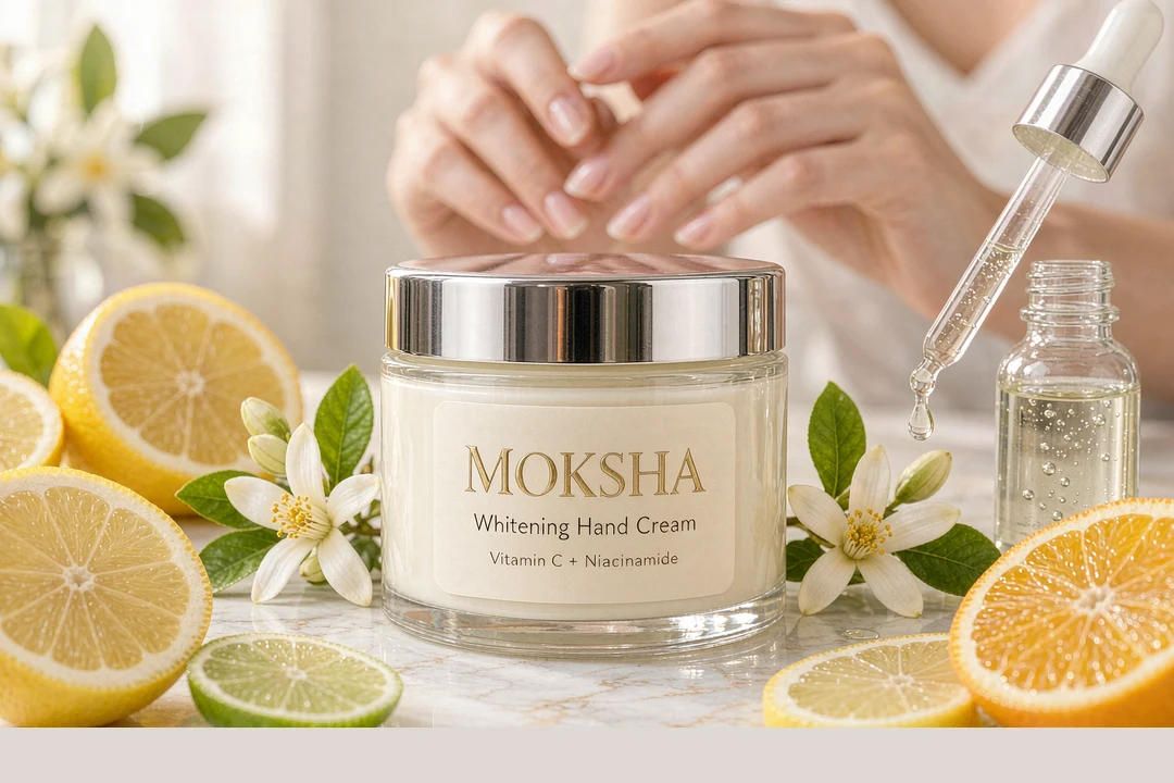 Whitening Hand Cream OEM vitamin C niacinamide brightening balm in 50ml glass jar MOKSHA factory